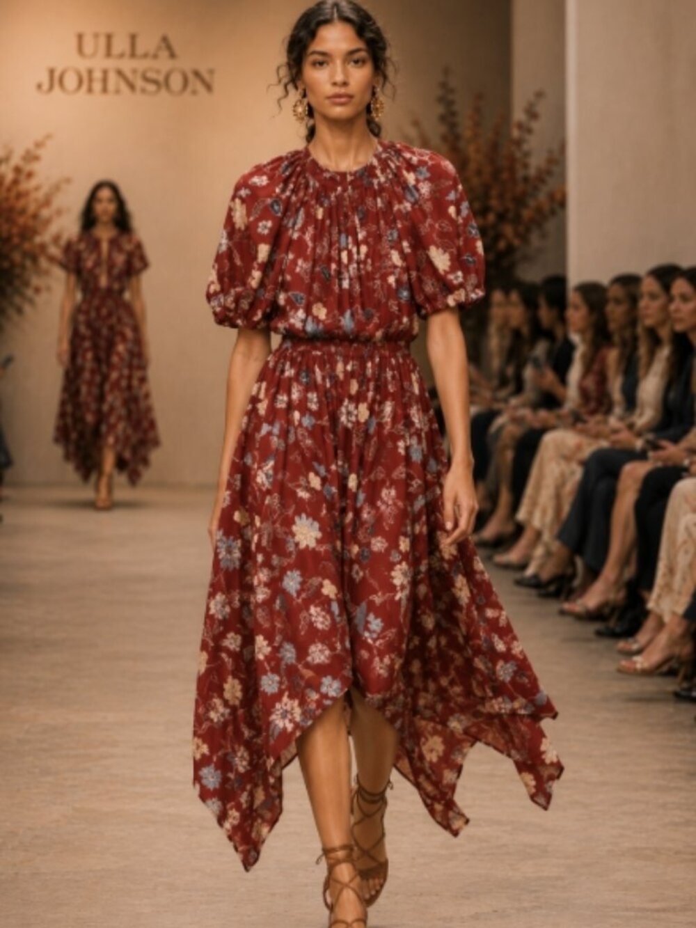 NWOT FW 2022 Collection ULLA JOHNSON Cybil Silk Midi Dress in Anemone M $765